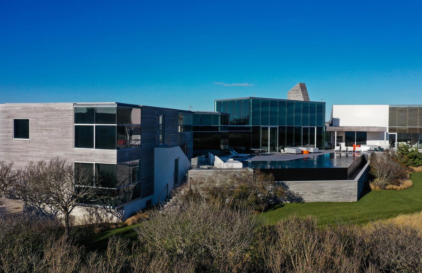 Modern house aerial view